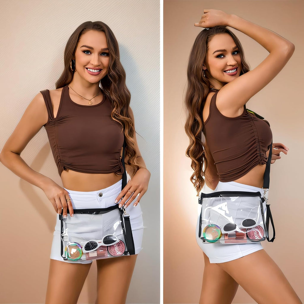 Bagenius Clear Bag for Stadium Events, Clear Purse with Detachable Strap, Sports fan Handbag Purses for Game Day and Concert