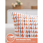 Decorative Boho Orange Lumbar Pillow Covers 1 Pack 14X36 Inch Farmhouse Tufted Long Accent Body Pillow Covers For Bed, Neutral Fluffy Boho Throw Pillowcase For Couch Bedroom, Sofa Home Décor