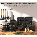 Pots and Pans Set Non Stick, 31 Piece Kitchen Induction Cookware & Bakeware Set, Nonstick Kitchen Cooking Pans Set with Frying Pans Set Grill Pan Saucepan Baking Sheet & Utensils, PFOA Free
