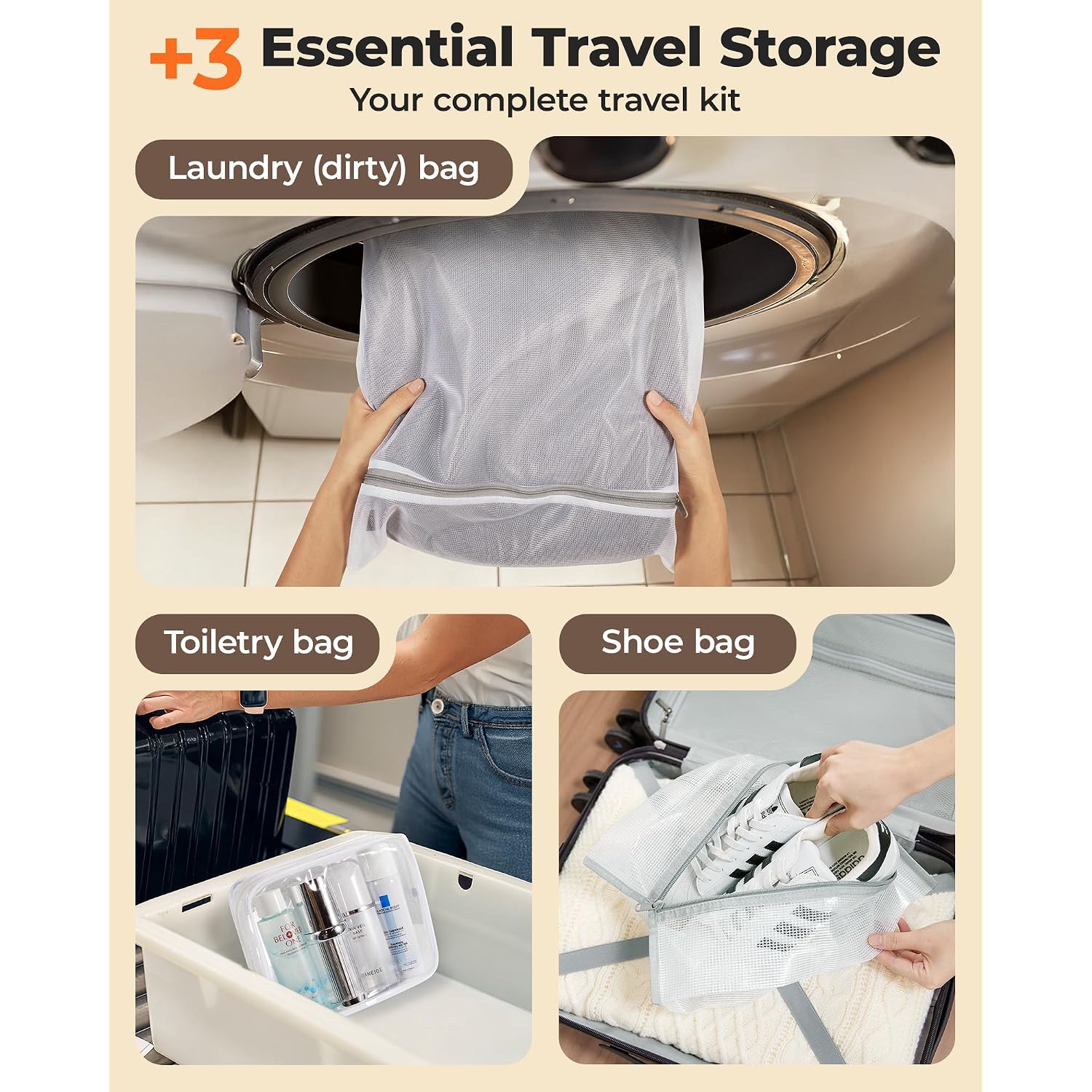 Bagsmart Travel Vacuum Bags For Suitcase & Home, 18 Pack With Wireless Pump | Cordless Pump, Triple-Seal Leak-Proof, 18-Pack 3 Sizes, For Suitcase & Home, With Toiletry Shoe & Laundry Bags