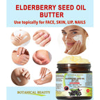 Botanical Beauty Elderberry Seed Oil Butter 100% Natural Pure Virgin Unrefined Raw For Face, Skin, Body, Hair, Nails, Dry Skin. Elderberry Oil, Coconut Butter, Vitamin E