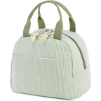 Bluboon Lunch Box For Women Cute Lunch Bag Reusable Insulated Lunch Bags Large Capacity Lunchbox Cooler For Work Picnic Or Travel Gifts (A Sage Green White Stripes, 10 X 7.5 X 8 Inches)