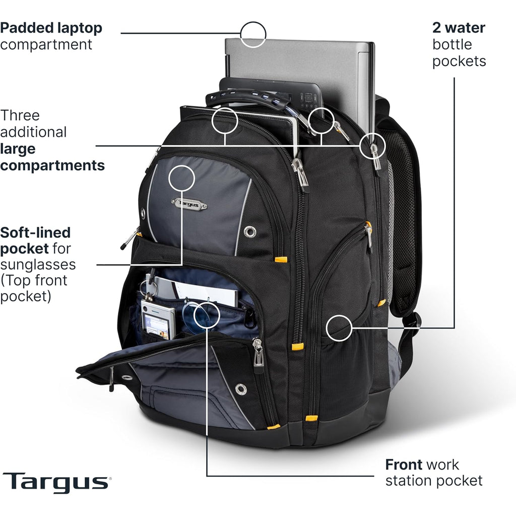 Targus Drifter Ii Laptop Backpack, Black/Gray – Backpack For Men For Business And Travel, Durable Water-Resistant Material, Fits Up To 17" Laptops (Tsb239Us)
