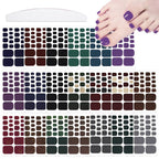 20 Sheets 440 Pcs Black Brown Toenail Polish Stickers for Women Nail Art Wraps - Full Nail Wraps for Toes