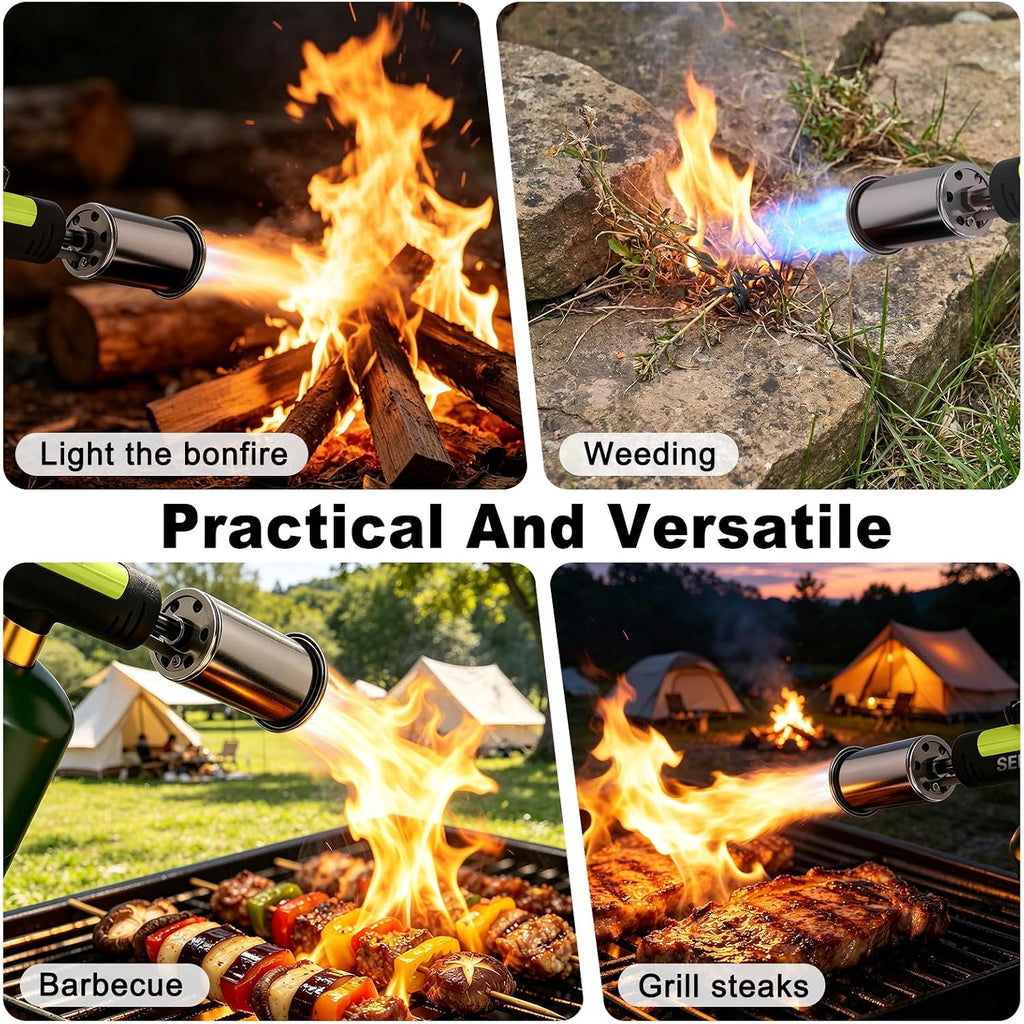 Powerful Propane Torch Gun,Kitchen Cooking Torch With One-Touch Max Fire, Charcoal Lighter With A Safety Lock, Adjustable Blow Torch For Sous Vide, Bbq, Campfire, Fireplace(Tank Not Included)