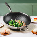 Slottet Hybrid 12-Inch Wok With Lid,Nonstick Stainless Steel Woks & Stir-Fry Pans,Stay-Cool Handle,Pfoa Free Cookware,Dishwasher And Oven Safe,Compatible With All Cooktops