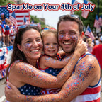 2Pcs 4Th Of July Glitter Stick | Patriotic Red White And Blue Glitter Stick For Face Body Hair, Fourth Of July Accessories & Outfits Women, Usa Flag Makeup For American 250 Anniversary & Memorial Day