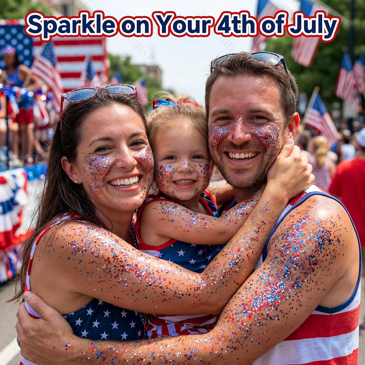 2Pcs 4Th Of July Glitter Stick | Patriotic Red White And Blue Glitter Stick For Face Body Hair, Fourth Of July Accessories & Outfits Women, Usa Flag Makeup For American 250 Anniversary & Memorial Day