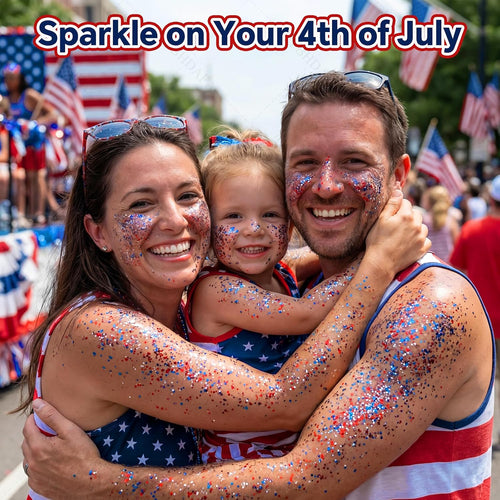 2Pcs 4Th Of July Glitter Stick | Patriotic Red White And Blue Glitter Stick For Face Body Hair, Fourth Of July Accessories & Outfits Women, Usa Flag Makeup For American 250 Anniversary & Memorial Day