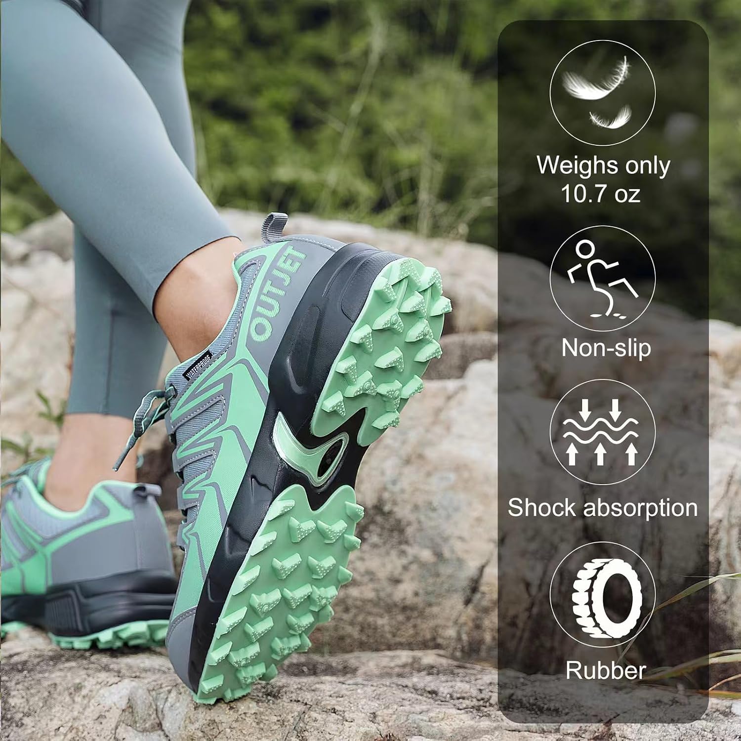 Women'S Waterproof Hiking Shoes Lightweight Non-Slip Trails Walking Shoes Outdoor Sneakers