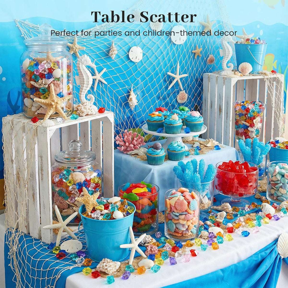 150Pcs Multicolored Acrylic Fake Gems, Crushed Ice Rocks Pirate Treasure Jewels Vase Fillers, Table Scatter, Sensory Bin Filler, Photo Props, Pirate Party Favors Easter Decor