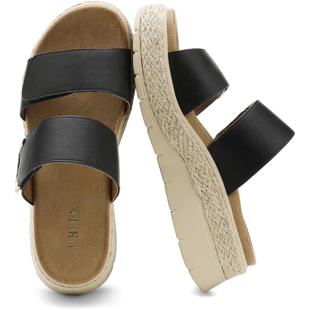 Ubfen Womens Platform Wedge Sandals Orthopedic Arch Support | Espadrille Slides, Comfortable Cushioned, Dressy For Summer Walking, Beach Vacation