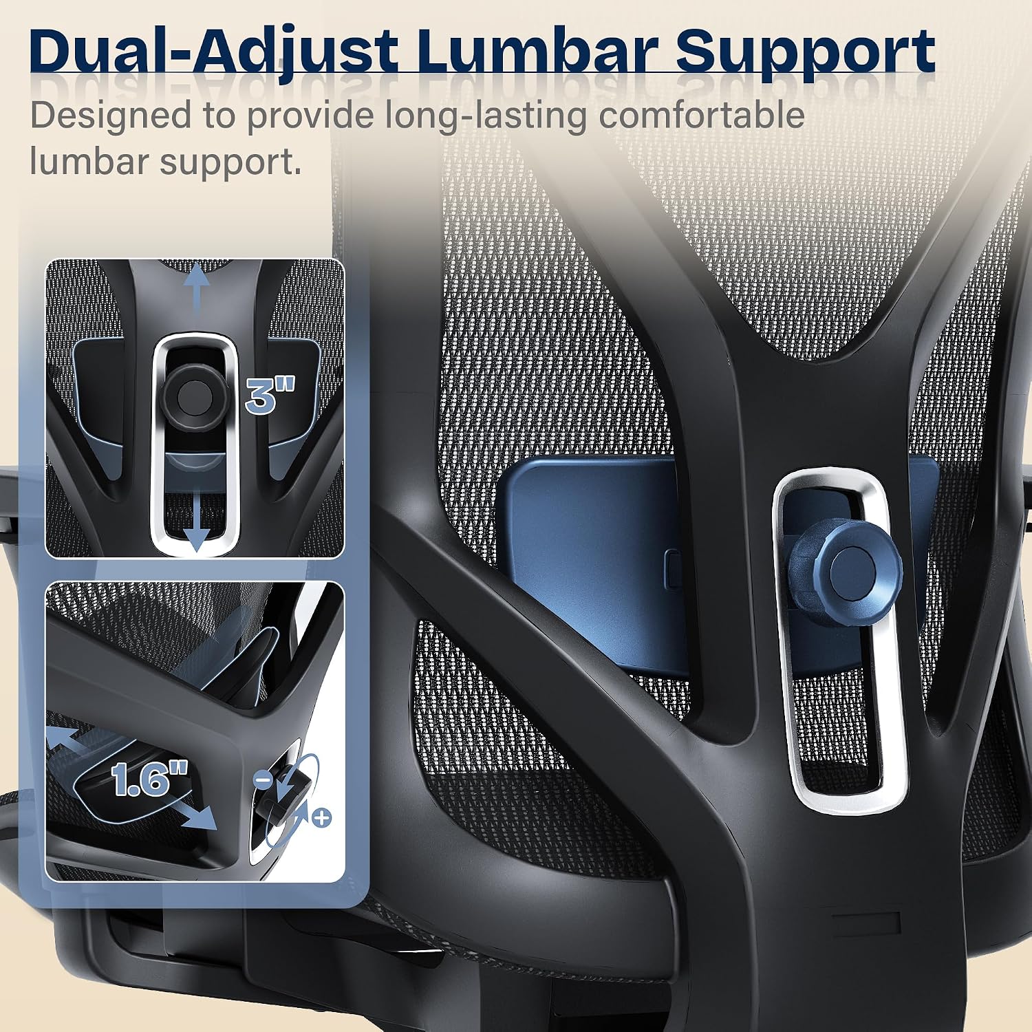 Ergonomic Office Chair, Mesh Computer Desk Chairs With Adjustable Lumbar Support, 3D Armrests, Tilt Function, Comfy Wide Seat, Swivel Executive Work Task Chair For Company And Home