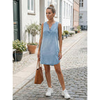Cupshe Women'S Denim Mini Dress Jean Dresses V Neck Sleeveless Casual Summer Outfits 2025 Trendy