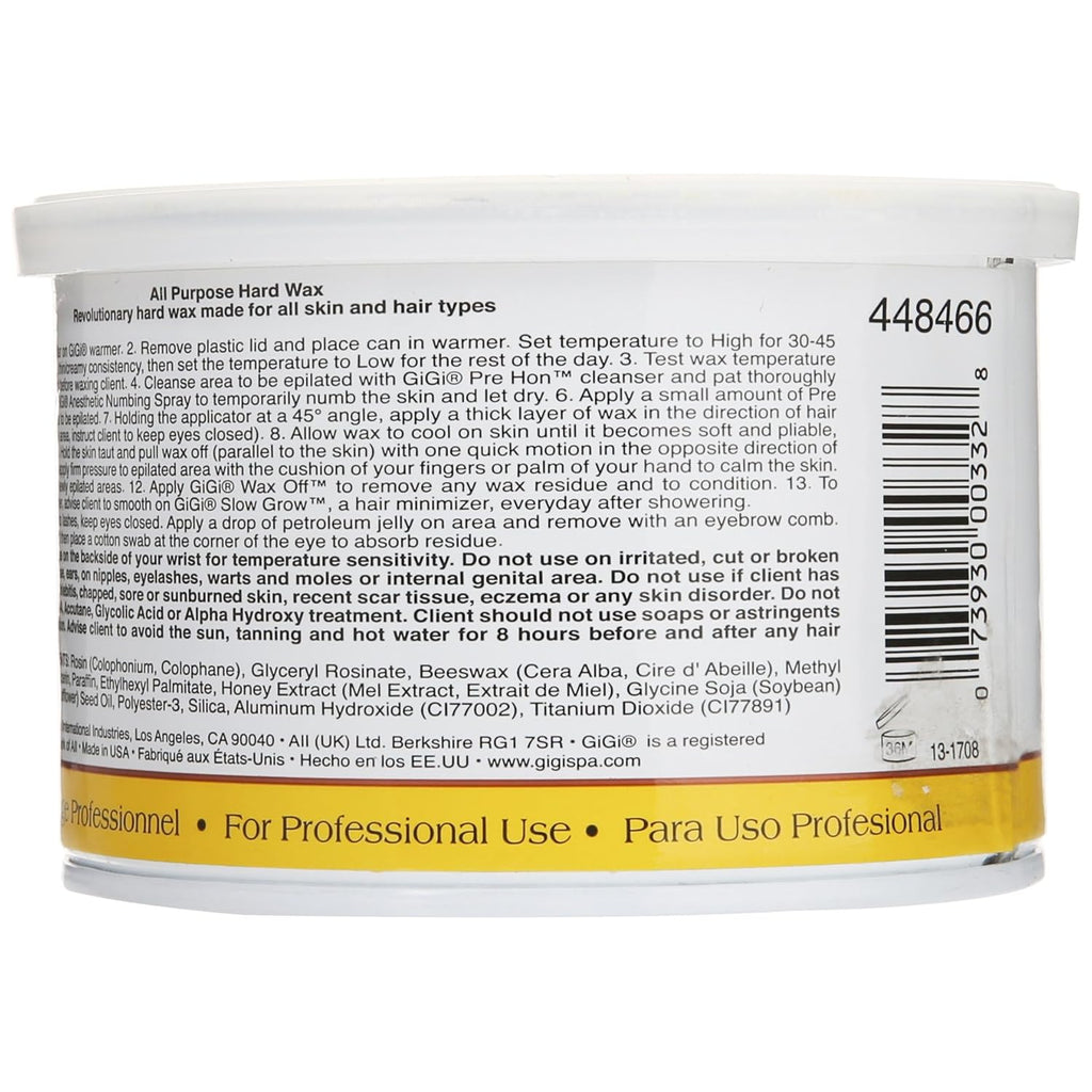 Gigi All Purpose Hard Wax for Hair Removal - DIY At-Home Waxing Kit for Face & Body, 14 Oz