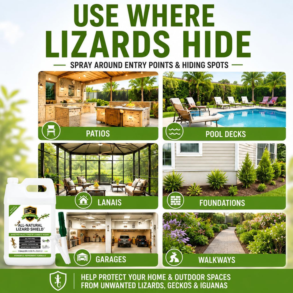 Lizard & Gecko Repellent Spray - Powerful Peppermint Formulation Repels All Types Of Lizards & Geckos And Works Better Than Ultrasonic Gimmicks – 128 Fl Oz - Gallon Ready To Use