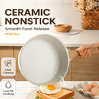 Sensarte Nonstick Ceramic Cookware Set, 13-Piece Non-Toxic Pots And Pans Set, Healthy Kitchen Cooking Set With Stay-Cool Handles, Silicone Tools And Pot Protectors, Pfas Free
