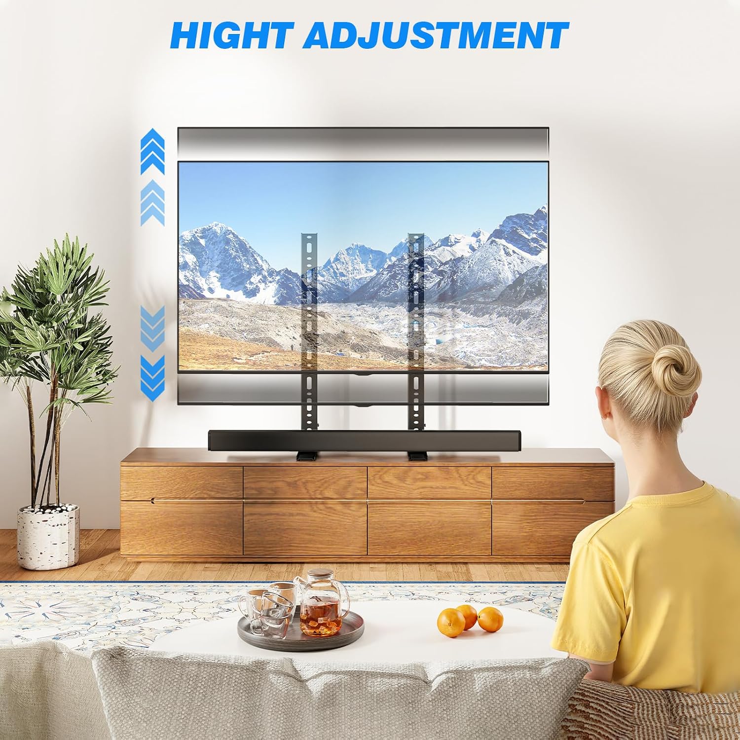 Rfiver Universal Tv Stand For 20-70 Inch Flat Curved Tvs, Height Adjustable Table Top Tv Stand, Tv Feet With Cable Management,Steel Replacement Tv Legs Holds Up To 110 Lbs, Max Vesa 800X600Mm, Black