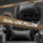 Massage Office Chair With Foot Rest,6 Points Vibration & Heat Executive Office Chairs,500Lbs Big And Tall Office Chair For Heavy People,Ergonomic Reclining Desk Chair,Dual-Use Pillow,Home Office,Black