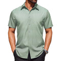 Coofandy Mens Wrinkle Free Dress Shirt Polka Dot Short Sleeve Button Down Business Casual Shirts