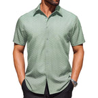Coofandy Mens Wrinkle Free Dress Shirt Polka Dot Short Sleeve Button Down Business Casual Shirts