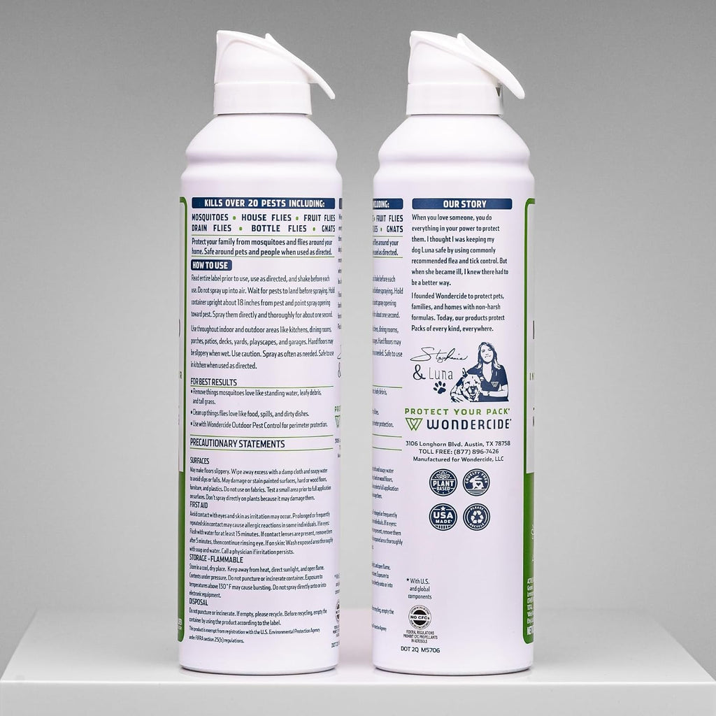 Wondercide - Mosquito And Fly Aerosol Spray - 10 Oz, 2-Pack | Fly, Gnat, Flying Bug, Mosquito Killer With Natural Essential Oils - For Outdoor & Indoor Areas - Pet Safe