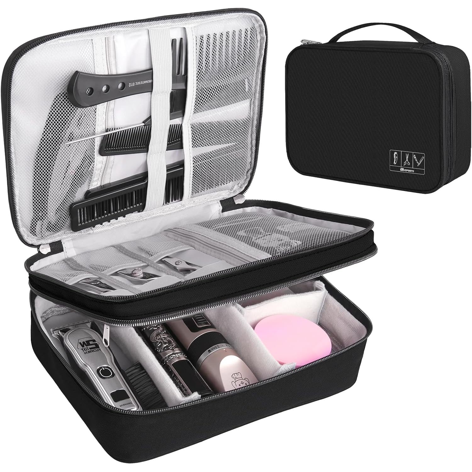 Barber Case Barber Tool Bags Barber Clipper Bag Barber Cases For Clippers And Supplies Professional Barber Accessories Kit Hair Cutting Scissors Storage Bag Shaving Kits (Black)