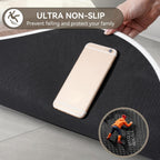 YDKGL Half Circle Bath Mat, Non Slip Bath Mat, Thin Bathroom Rugs Fit Under Door Quick Dry Absorbent Washable Bathroom Mat with Rubber Backing, Brown Beige 16x24