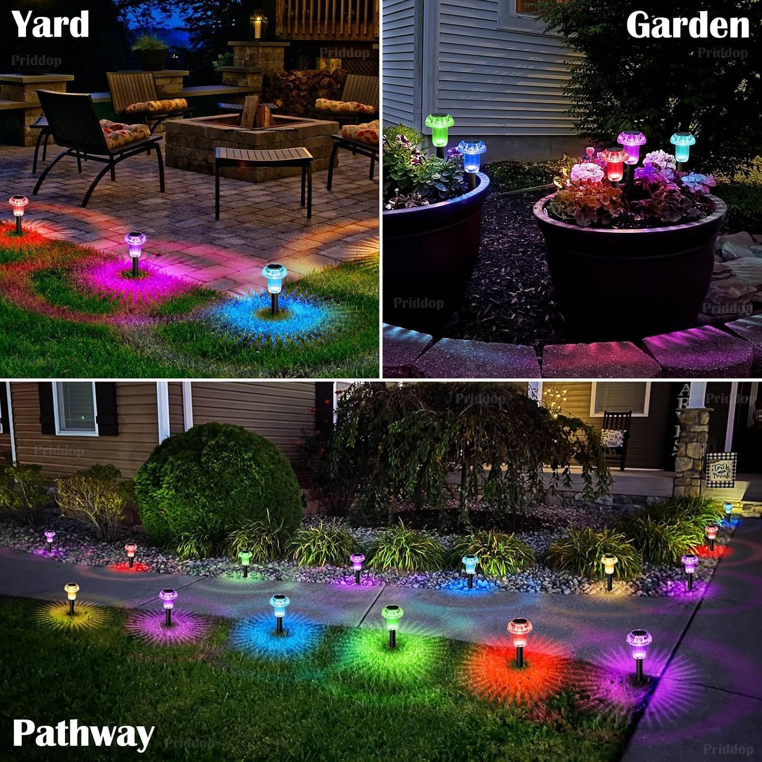 Solar Lights Outdoor Waterproof 8 Pack Garden Decor Color Changing | Pathway Stake Lights For Yard Patio Lawn Planter Landscape Path, Auto On/Off Acrylic Mushroom Shape Led Christmas Decor