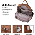 Backpack Purse For Women Pu Leather Backpack Ladies Fashion Handbag Designer Shoulder Bag Small Travel Bag Brown
