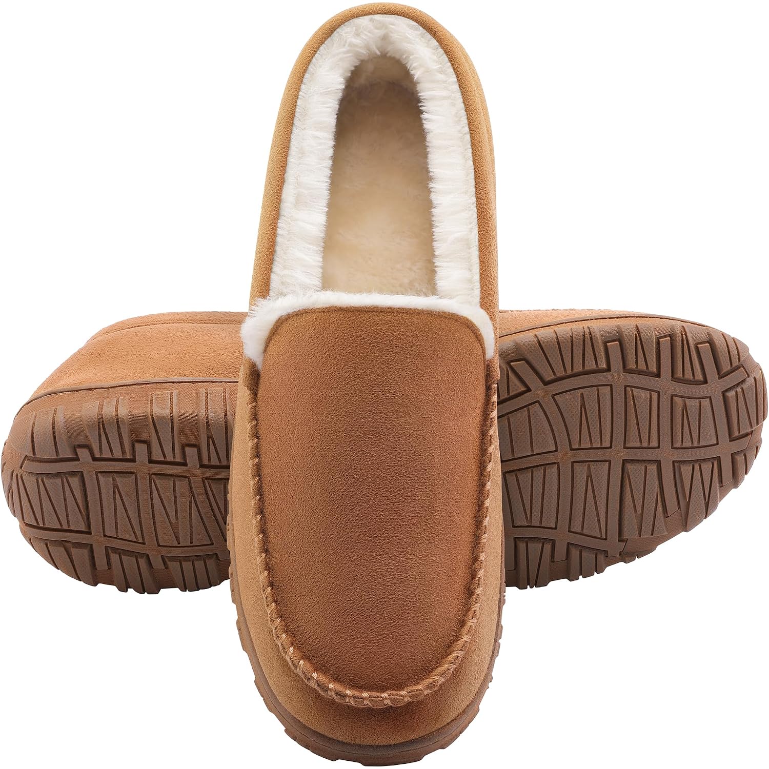 Men'S Slippers Indoor Outdoor Warm Soft Plush Memory Foam House Slippers For Men Comfortable Bedroom Moccasin Slipper Non-Slip