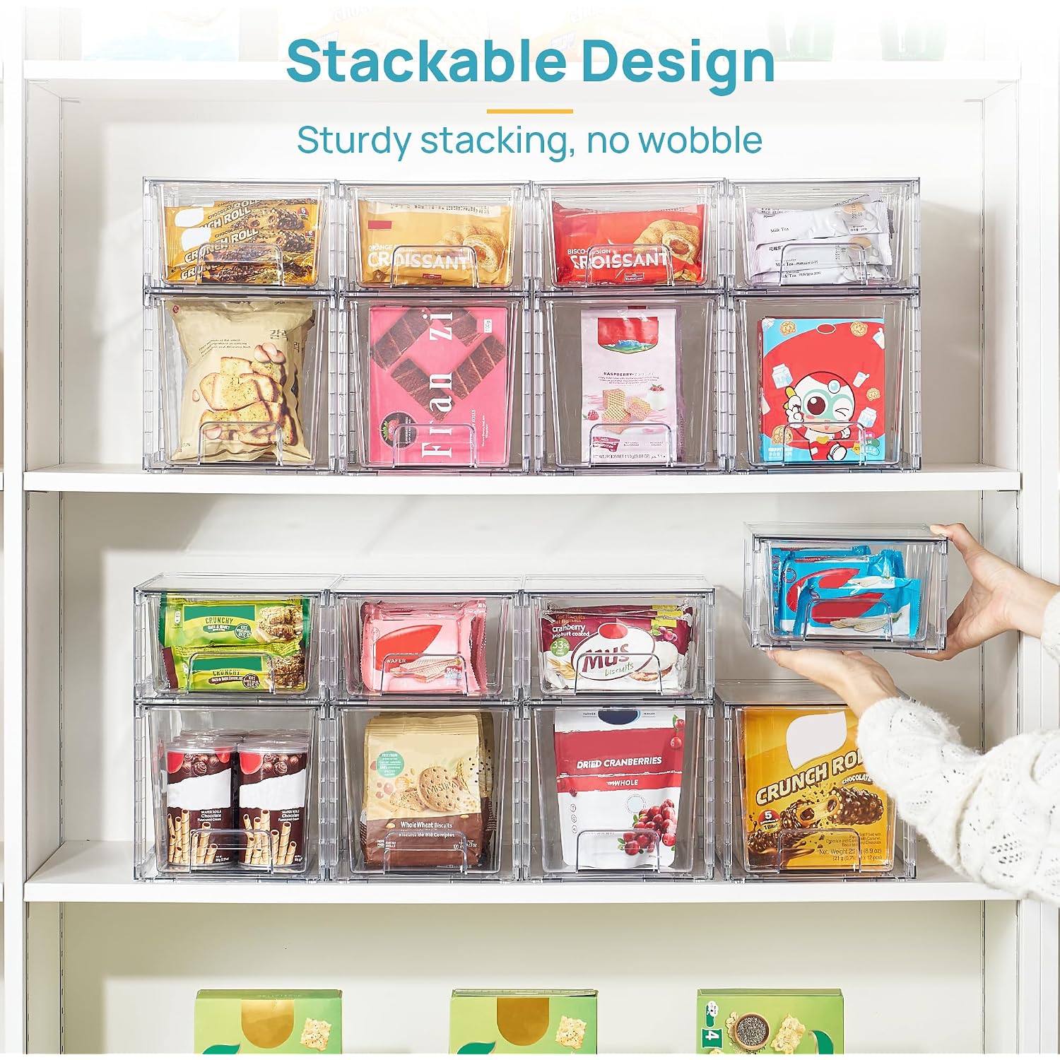 Vtopmart 4 Pack Clear Stackable Storage Drawers,Under Sink And Kitchen Organizers Storage,Easy To Assemble Plastic Drawers For Baby Bottle,Medicine, Bathroom,Cabinet And Pantry Organization