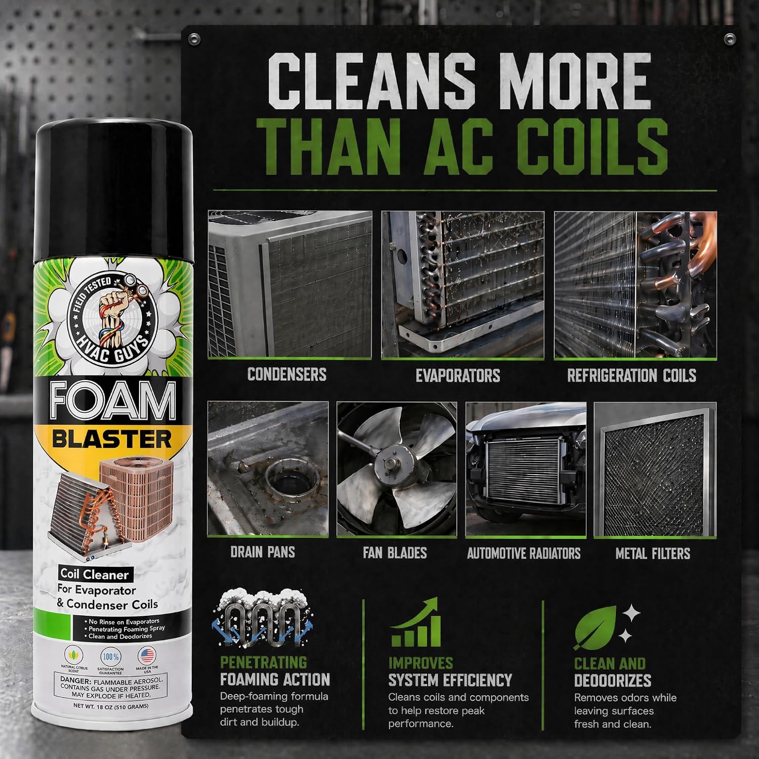 Leak Saver Foam Blaster Ac Coil Cleaner Foam Spray | Hvac Coil Cleaner For Ac Unit | Professional Deep-Penetrating Formula For Evaporator (No Rinse) & Condenser (Light Rinse)