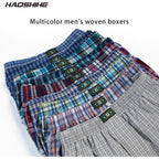 Mens Woven Boxer Shorts 100% Cotton With Covered Waistband Comfortable Loose Fit, Classic Full Cut Plaid Boxers Pack