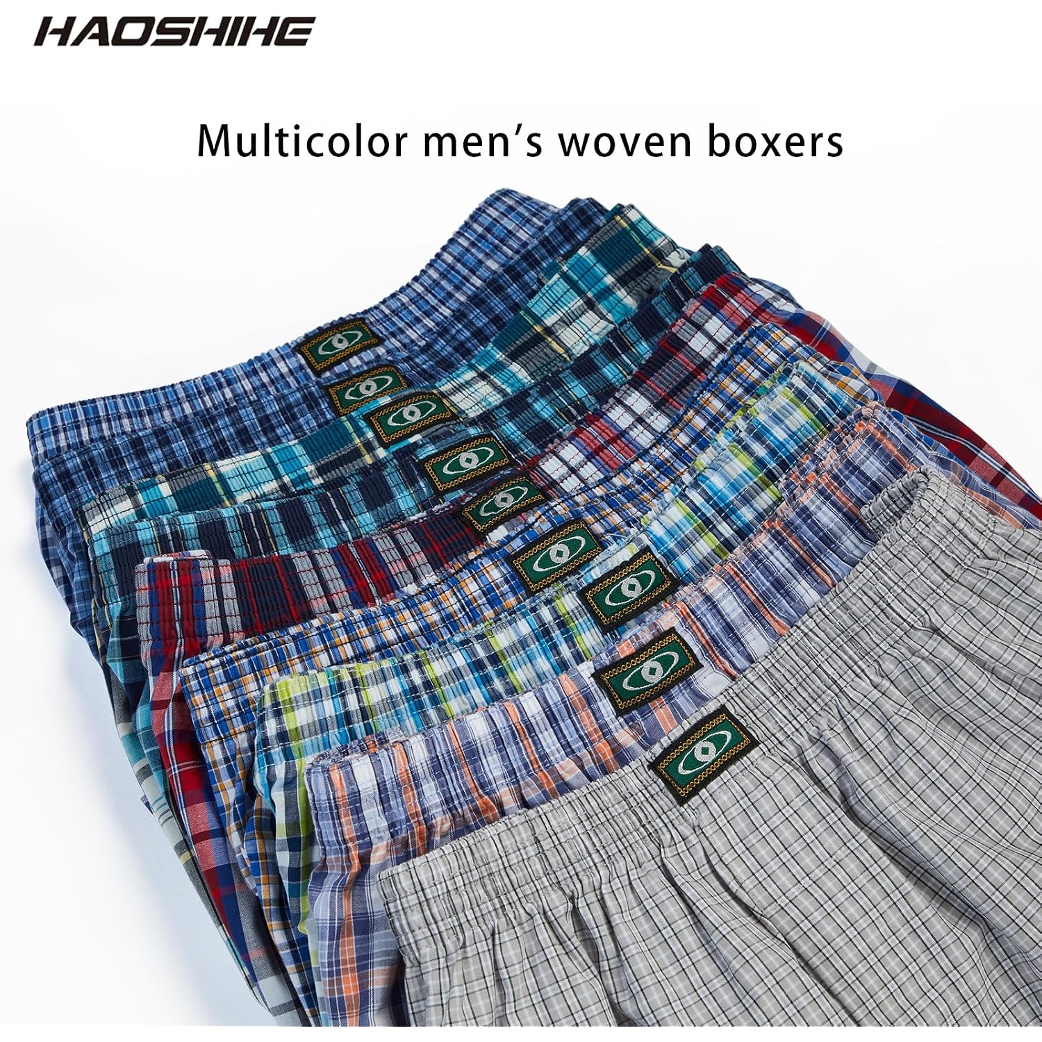 Mens Woven Boxer Shorts 100% Cotton With Covered Waistband Comfortable Loose Fit, Classic Full Cut Plaid Boxers Pack
