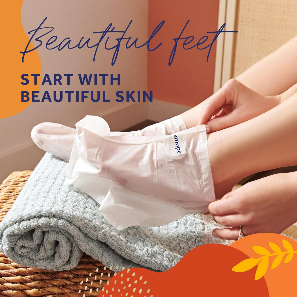 Amopé Pedi Mask 20-Minute Foot Mask, Intensely Moisturizing Socks, Self-Care, Time to Get Nuts with Macadamia Nut Oil, Urea & Vitamin Complex for Long Lasting Hydration, 3 pair (Packaging May Vary)