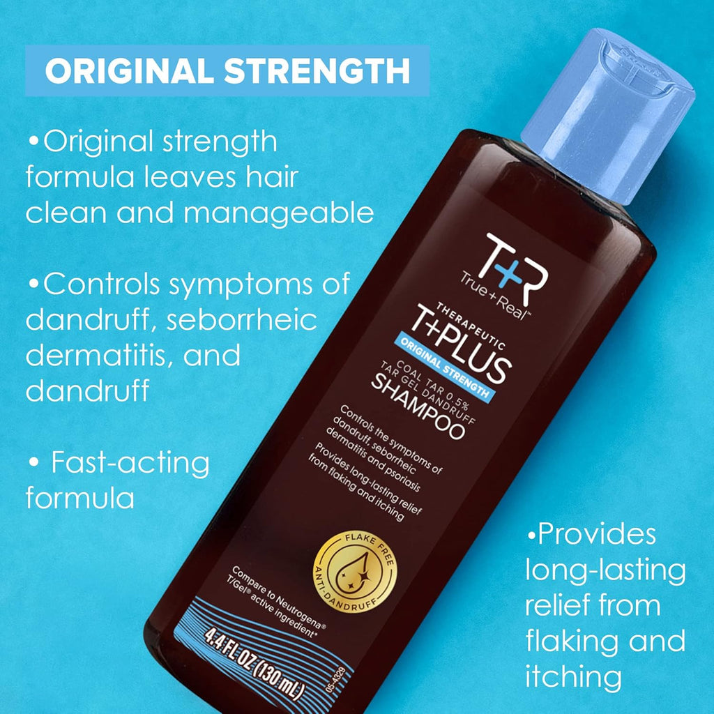 True+Real Coal Tar Therapeutic Plus Tar Gel Anti-Dandruff Shampoo 0.5% Coal Tar, 16 Fl Oz, Original Strength