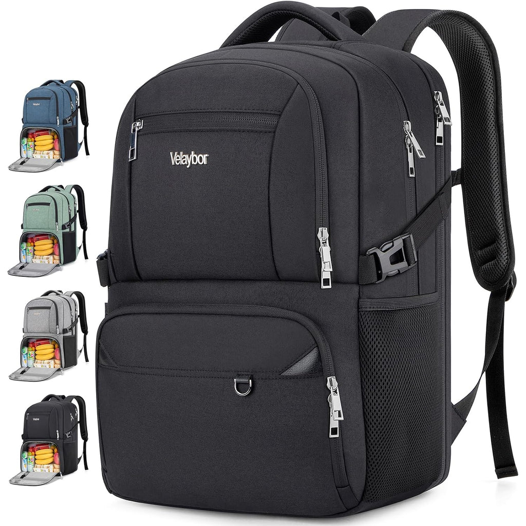 Insulated Lunch Backpack Fit 17" Laptop With Cooler Compartment | 2 In 1 Work Backpack With Lunch Box, Lunch Compartment, Water-Resistant, Lightweight, College Couputer Bag, Men & Women