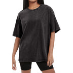 Shewin Oversized Wash Out Fabric Tee Shirts Trendy Cotton Tops Casual Work Tshirt 2026