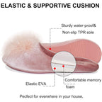Women'S Cozy Velvet Memory Foam House Slipper, Ladies Fuzzy Bedroom Slipper Non-Slip Sole