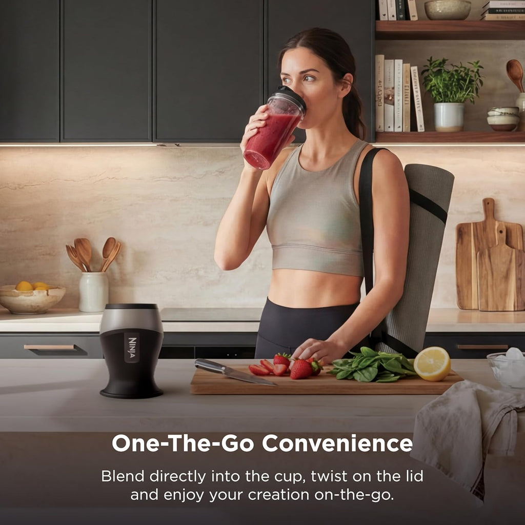 Ninja Fit Compact Personal Blender | For Smoothies, Shakes & Frozen Drinks | (2) 16-oz. To-Go Cups with Spout Lids | 700-Watt Countertop | Black | QB3001SS