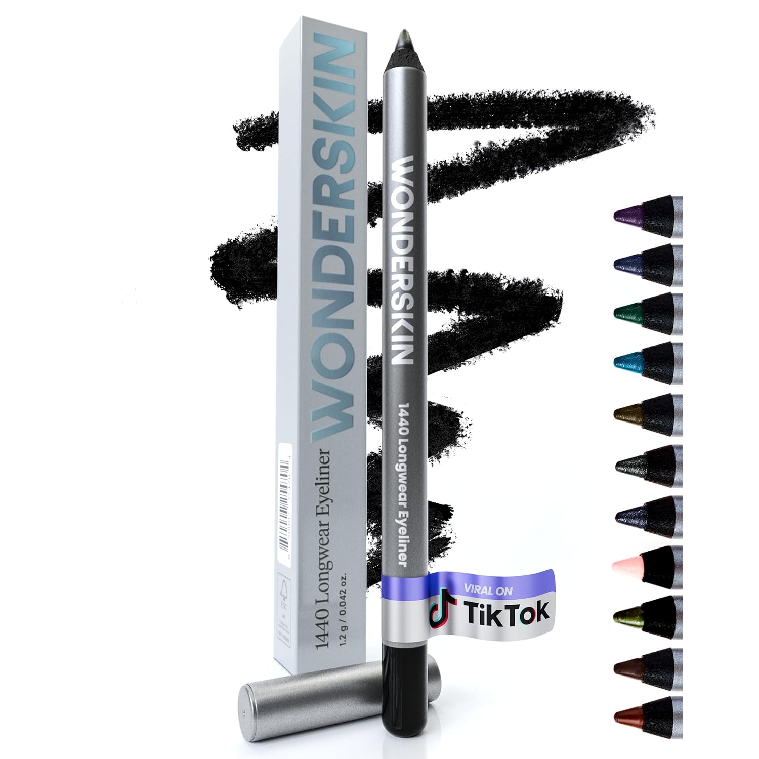 Wonderskin Eyeliner Pencil, 1440 Longwear Deep Black Eyeliner Pencil - Waterproof, Sharpenable & Smudge Proof (Liquorice)