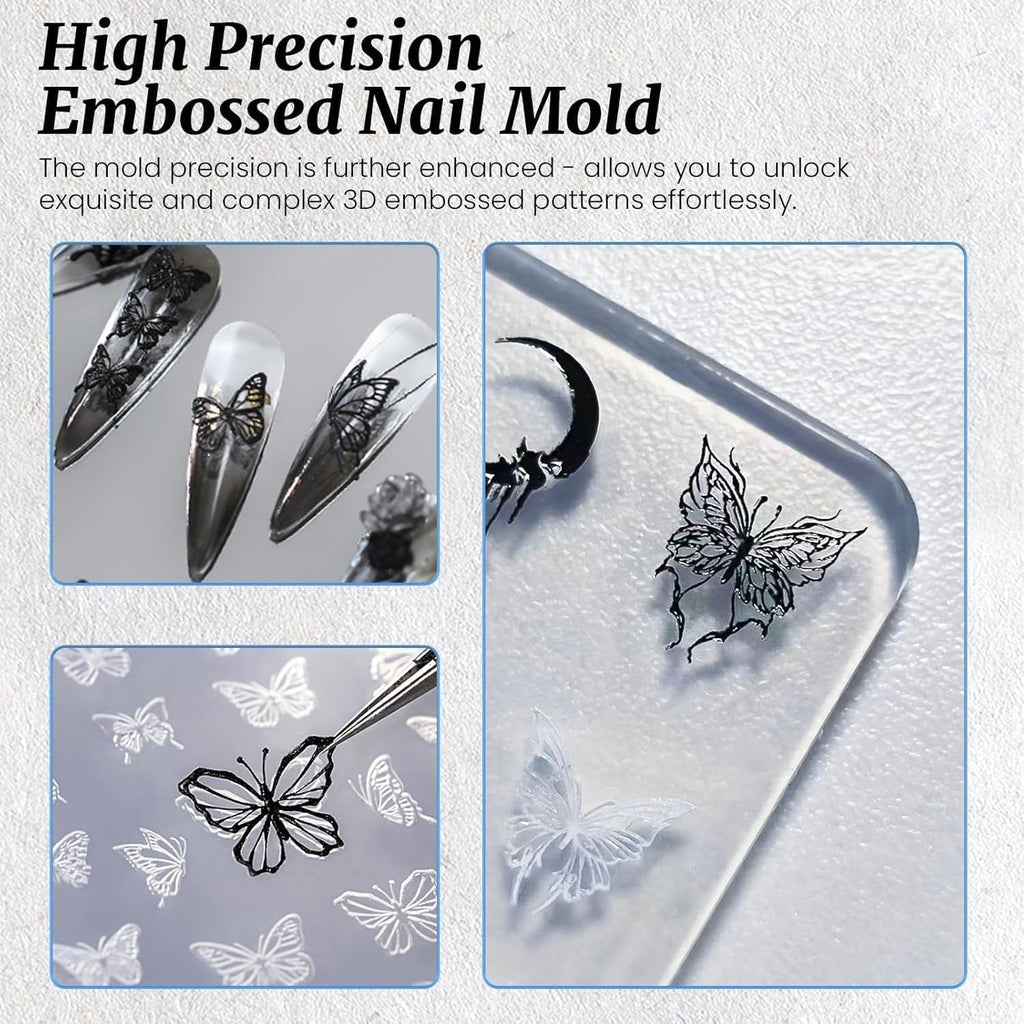 Nail Art Silicone Mold, Nail Decoration Silicone Mould, 3D Nail Art Carving Mold Templates for Precise Embossed Pattern, Nail Tools Nail Charms for Acrylic Nail DIY Craft (Rabbit)