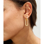 Gold Earrings for Women Trendy, Simple Dainty 14K Gold Plated Paperclip Square Chain Link Dangle Hoops Earrings Pin Stud Huggie Earrings Lightweight Hypoallergenic Minimalist Aesthetic Gold Jewelry for Christmas Gifts