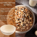 Dimpola Banneton Bread Proofing Basket - 9 Inch Banneton Basket Set Of 2 Sourdough Proofing Basket Round Proofing Bowls Handmade Rattan Baskets And Liners