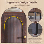 Ifget Modern Buffet Cabinet With Storage, 92.63" W Fluted Arched Sideboard Cabinet W/Adjustable Shelves, Wooden Modular Coffee Bar For Dining Room, Kitchen, Living Room, Entryway, Brown