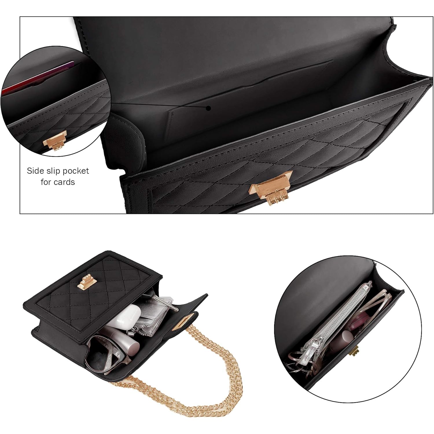 SG SUGU Small Quilted Crossbody Bag, Trendy Designer Mini Shoulder Bag, Phone Wallet Purse for Women
