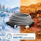 Specilite 50Ft 304 Stainless Steel Garden Hose Metal, Heavy Duty Water Pipe With Nozzles For Yard, Outdoor - Flexible, Never Kink & Tangle, Puncture Resistant (Sliver)