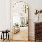 Mirror Full Length, 71"X26" Arched Full Length Mirror, Arch Mirror With Stand, Large Standing Mirrors, Oversized Full Body Mirrors With Aluminum Frame For Bedroom, Living Room (Gold)