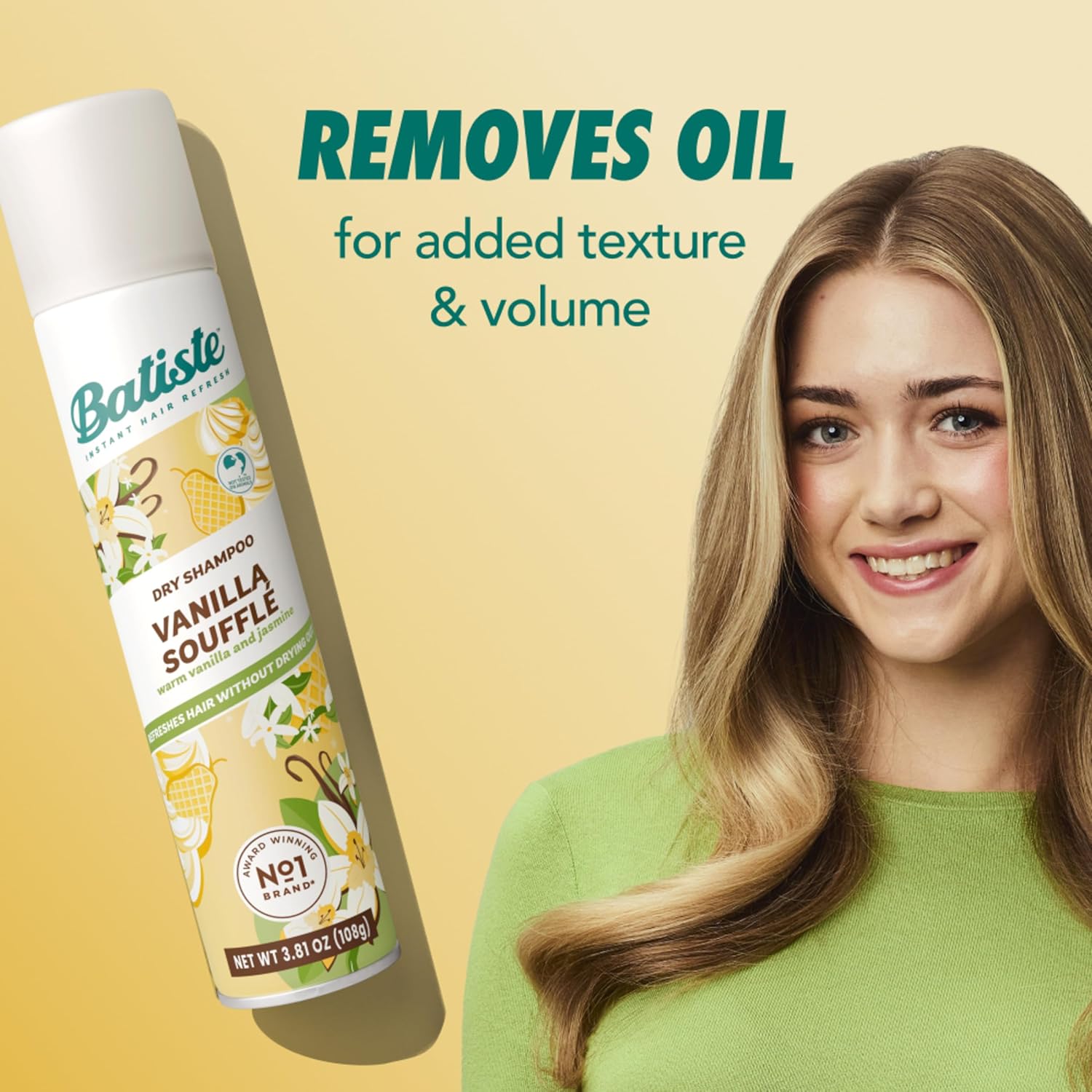 Batiste™ Dry Shampoo, Award Winning No. 1 Brand, Instantly Refresh Hair & Absorb Oil Between Washes, Vanilla Souffle, 3.81 oz